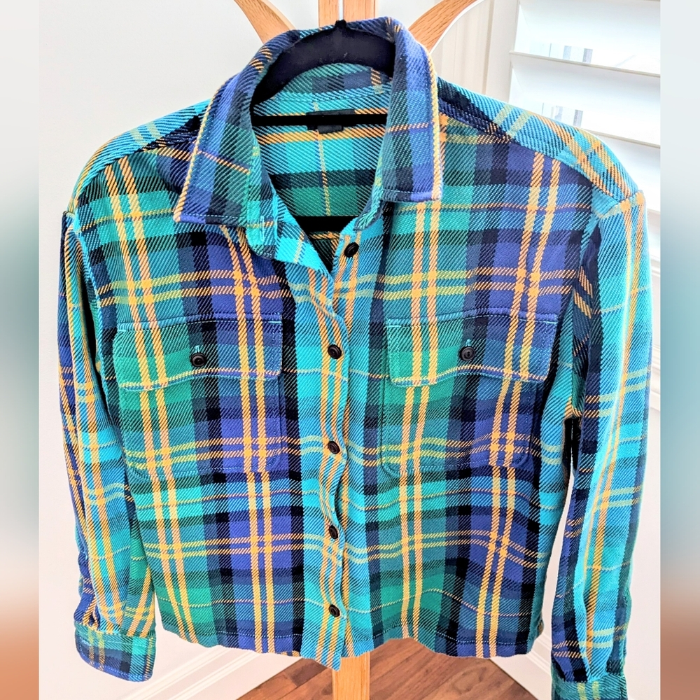 Roots Blue and Yellow Plaid Button Down Shirt